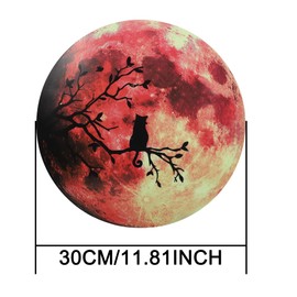 Fssqii 11.81'' Glow in The Dark Moon Cat Tree Wall Sticker, Green Luminous 3D Red Earth Planet Decal for Kids Bedroom Living Room Ceiling Window Decoration