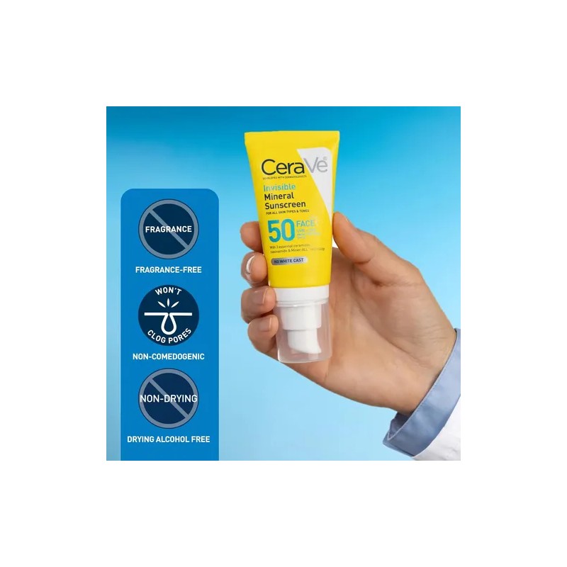 Protector Solar Facial Cerave Mineral Invisible Fps 50 48ml