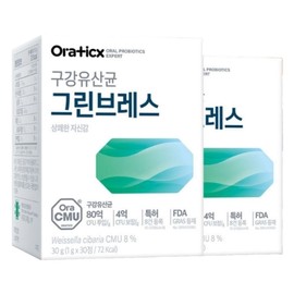Oratics Oratix Oral Lactobacillus Large Capacity OraCMU OraCMU Green Breath 30 Tablets 2 / 오라틱스 구강유산균 대용량 OraCMU 오라씨엠유 그린브레스 30정 2개
