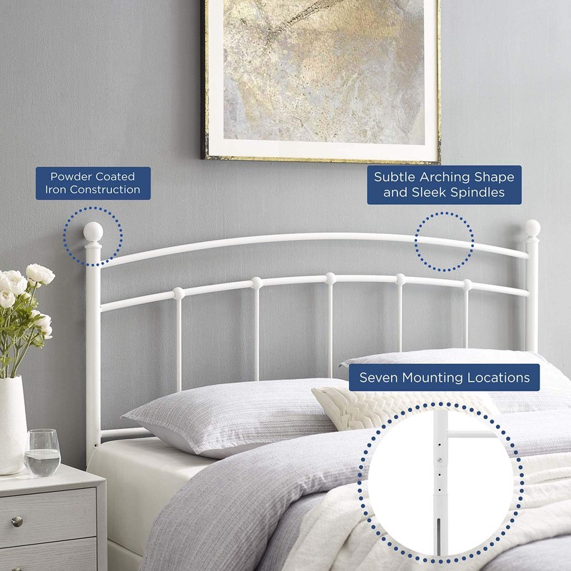 Modway Abigail Full Metal Headboard in White