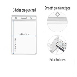 20 Pcs Extra Thick Badge Holder for Lanyard -Vertical Clear ID Card Holder with Waterproof Resealable Zip - Name Tag Holder for Nurses, Office and School