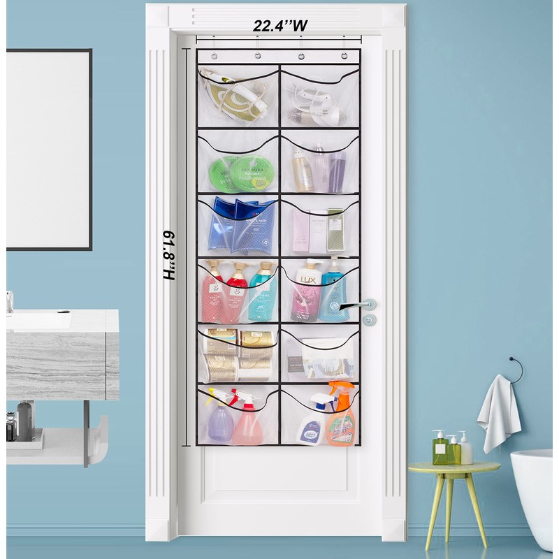 KIMBORA Over The Door Shoe Organizer 12 Large Mesh Pockets