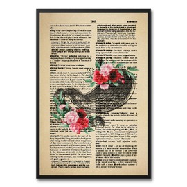 LOLUIS Medical Gifts, Stomach Floral Anatomy Upcycled Dictionary Poster Office Clinic Decor for Dr Nurse Med Students