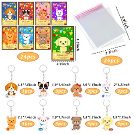 Dog Party Favors for Kids 24 Packs Dog Key Chains Puppy Dog Party Favors with Thanks Tags for Puppy Dog theme Birthday Party Paw Party Supplies