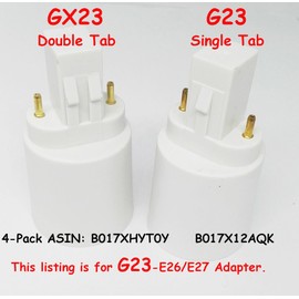 E-Simpo 12pcs G23 to E27/E26 2-Pin CFL to LED Light Sockets Adapter Bulb Base Lamph Holder Adapter CE Rohs 2P in Parallel Single Tab,Allow You Install Screw Bulb into G23 Socket
