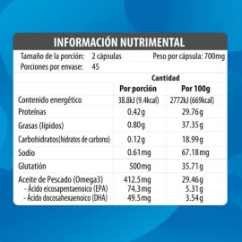 Glutatión Puro + Omega 3 Antioxidante | 90 Softgels | Maklen