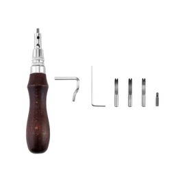 QWORK® 7-in-1 Leather Tool Set, Adjustable Groover and Leather Edges Cutter for Leather Sewing Crafts