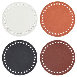 PH PandaHall 4 Colors Bag Bottom Base Pad, 4.7" Round Crochet Bag Bottom PU Leather Bag Base with Holes Crochet Bags Nail Bottom for Crochet Handbag Purse Shoulder Crossbody Bag Knitting, 4PCS/Set