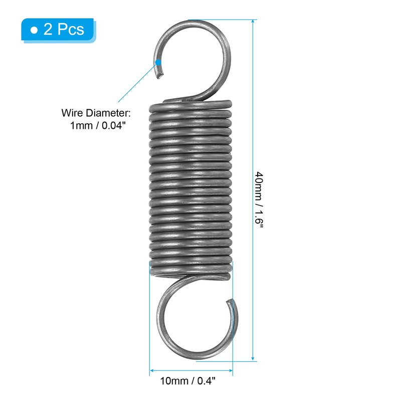 PATIKIL 延長バネ 2個 ワイヤー径 0.04" 外径 0.4" 自由長 1.6" スプリングスチール