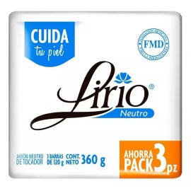 Lirio 2 Pza Jabón De Tocador Lirio Neutro 3 Pzas De 120 G C/u
