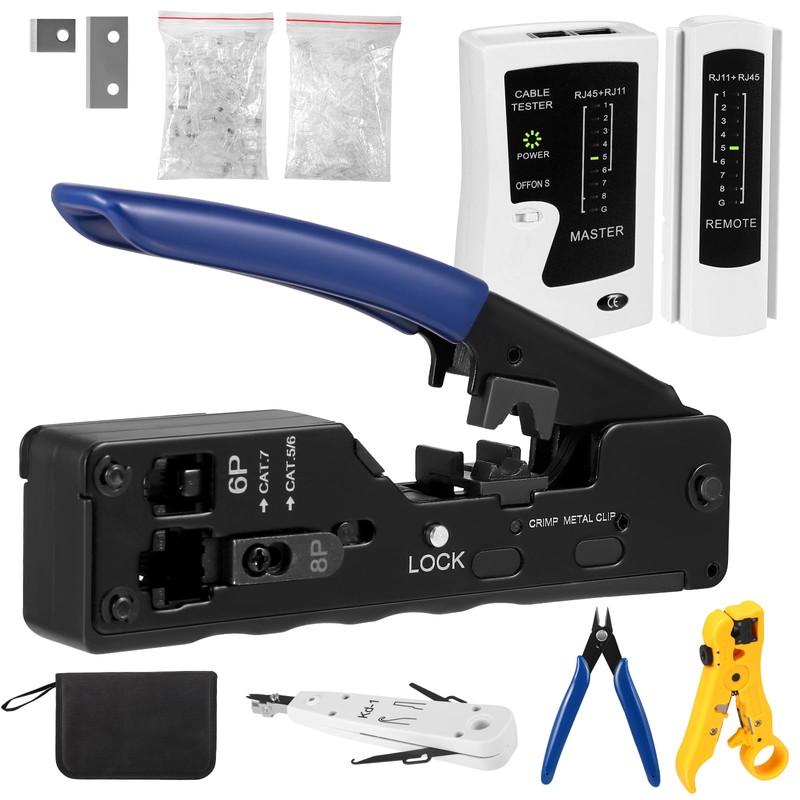 Network Tool Set with 50 x RJ45 Connector Cat7/Cat6a Pass