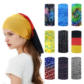 Scott Edward - 9pcs Bandanas Mujer Bandanas Hombre elástico Magia Bufanda Bandana Venda de Deportes para Senderismo, Correr, Ciclismo, Motocicleta, Yoga, esquí (Black Red Yellow)
