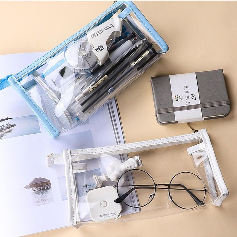 Phyxiul Pen Case, Pencil Case, Clear, Large Capacity, Lightweight, Multi-functional,