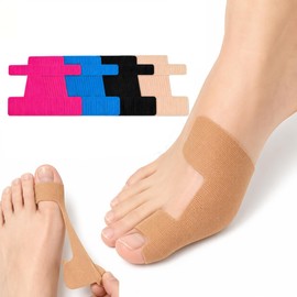 30 PCS Hallux Valgus Tape Set - 4 Colori (Rosso Blu Nero Nudo) Nastro Kinesiologico Pre-tagliato per Correttore Alluce Valgo & Alluce Valgo Rimedi - Traspirante & Ipoallergenico per Uomo e Donna