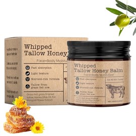 1PC Blsamo de sebo de res y miel para la pielsebo de res batido alimentado con pasto con miel, humectante para rostro y cuerpo, Crema de sebo orgnica 