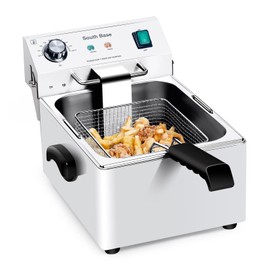 Deep Fryer - South Base Commercial Electric Deep Fryer With Basket, Temperature Adjustable For Fried Chicken, French Fries, Wings,110V,1750W（2.65Gal）