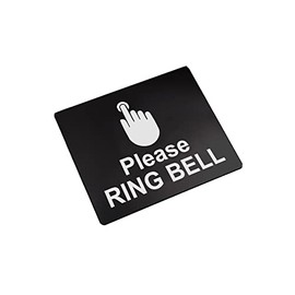 Please Ring Bell Sign Adhesive Sticker Notice, SILVER/GOLD/BLACK engraved with Universal Icon Symbol and Text (Size 12cm x 10cm). Waterproof and Durable.