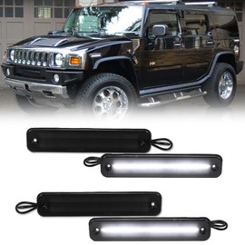 KENRTIR Full White LED Side Marker Lights Compatible With Hummer H2 2003 2004 2005 2006 2007 2008 2009 H2 Front & Rear Sidemarker Fender Lamps