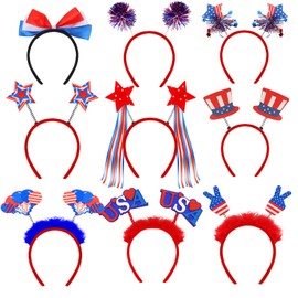 Semato 9 Pcs 4th of July Accessories Patriotic 4th of July Headband Uncle Sam Hat Independence Day Party Supplies