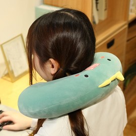 WAYUTO Memory Foam Neck Pillow for Kids Adults Cartoon U-Shaped Neck Pillow Cute Neck Rest Cushion Super Soft Travel Pillow Head Neck Support Pillow for Airplane Bus Train Car Grey Hamster