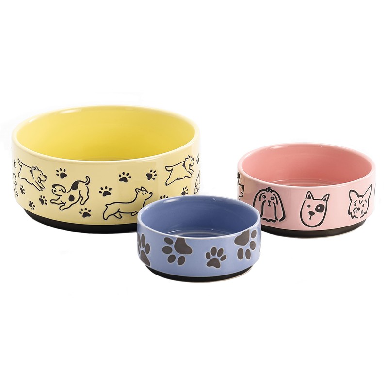 Bico Paw Blue Ceramic 14oz Pet Bowl, for Small Size