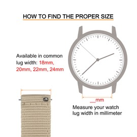 sourcing map Nylon Bracelet Khaki 24 mm Wide Durable Nylon Strap with Silver Buckle Universal Replacement Canvas Bracelet