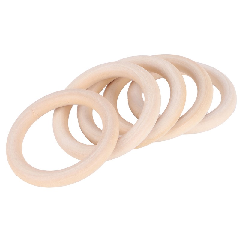 20Pcs Wood Baby Natural Teething Rings DIY Jewelry Circle Pendant