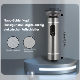 Hornhautentferner Elektrisch mit DermaGlide Technologie - Wiederaufladbar & mit 4 wiederverwendbaren Aufsätzen: Hornhaut- & Körperhaare-Entferner