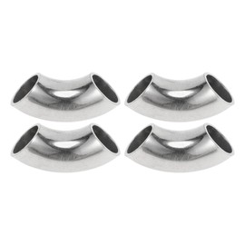 Motoforti 4pcs 90 Degree Mandrel Bend Elbow Car Modified Exhaust Pipe Tubing Piping 0.65" Inch OD Thickness 1.0mm/19GA 16x50x1.0mm 304 Stainless Steel Silver Tone