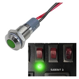 ZIMISI 8mm/0.31" Signal Indicator Light, AC/DC 12V-24V Metal Shell Warning Lamps with Wire, Waterproof Panel Mount LED Dash Lights, LED Signal Pilot Lamp for Car Truck Boat (Green)