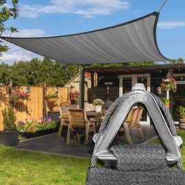 ColourTree Heavy Duty 12' x 16' Grey Sun Shade Rectangle Pro Ring Shade Sail, 260 GSM Commercial Grade UPF50 Sunshade, Reinforced Corners & Edges - 5 Years Warranty (We Make Custom Size)