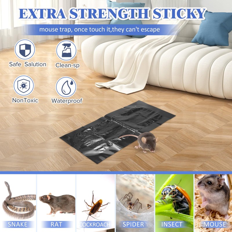 Qualirey 23.6" 8 Pack Sticky Mouse Trap Mats with 4