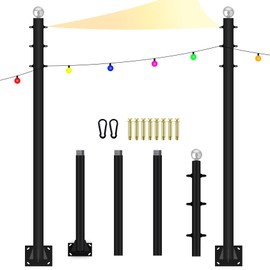 Sun Shade Sail Poles 10FT Outdoor Shade Sail Pole Kit Heavy Duty Steel Post Support Awning Canopy for Deck Patio Outside Backyard(10FT,2pack)