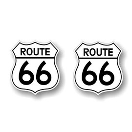 2 Vintage Route 66 Black/White 4.5" Decals Garage Service Station Sign Stickers (Black-White, 4"x 4.5")