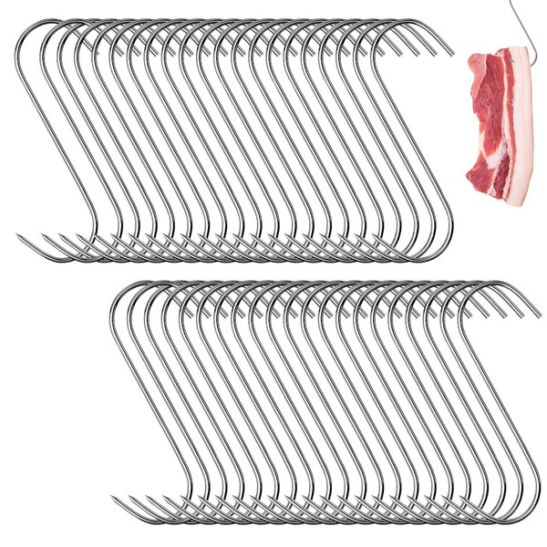 Kapokr Pack of 40 Meat Hooks S Hooks Stainless Steel