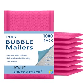 25 50 100 200 500 1000 Pieces, 4x8 inch, Self Seal Waterproof Mailing Envelopes, Poly Bubble Mailers Shipping Bags, Bubble Padded Envelopes, Bulk Color #000 (Pink, Usable 4 * 7 inch, 1000 Pcs)