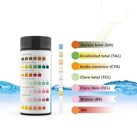 7 En 1 Tiras de Prueba de Acuario, 100 Piezas de Prueba de Tanque de Pecera, Kit de Prueba de Agua para Acuario de Agua Dulce y Salada, Prueba de PH, 