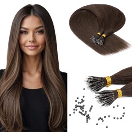 Benehair Nano Beads Hair Extensions #2 Dark Brown Straight Nano Ring Hair Extensions Real Human Hair Remy Invisible 14 Inches (35g)