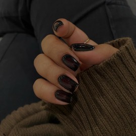 Black Press on Nails Short Square, Short Fake Nails Glue on Short Square Nails Press ons, Soft Gel Glue on Nails Short Stick on Nails for Women Thick Reusable Solid Color Acrylic Nails 24pcs