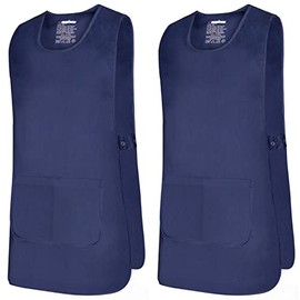 MISEMIYA - Pack of 2 Units - Cleaning Apron Work Unit Clinical Medical Cleaning Veterinary Sanitary Hospital, navy