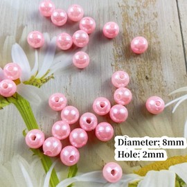 YHYPOCI 300pcs Pearl Beads for Crafts 8mm Resin Pearl for Jewelry Making Round Loose Pearls Beads with Hole for Necklaces Bracelets Earrings Making Jewelry Decoration (Pink)