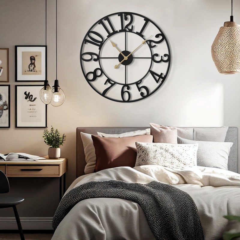 LEIKE Large Wall Clock, 18.5" Silent Non-Ticking, Battery Operated, Oversized,