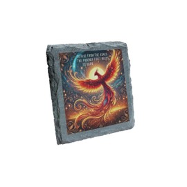 Phoenix Slate Coaster – Rise from the Ashes Inspirational Artwork (slco-kf25-phoenixkvd)