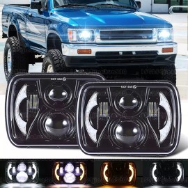 Unbranded For Toyota Pickup 82-95 Tacoma Hardbody Celica 5x7" 7x6 Inch LED Headlights Pair