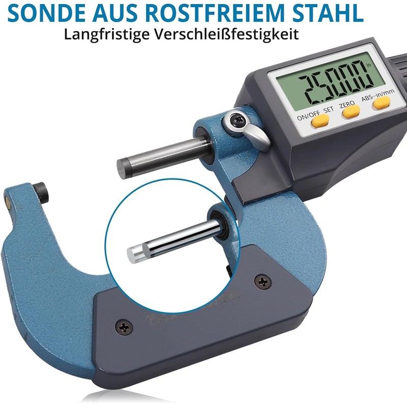 Micrometer Digital, LCD Digital Outside Micrometer 25-50 mm/1-2 Inch, Electronic