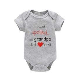 Baby Boy Girl Bodysuit One-Piece Romper Grandpa Statement Novelty Jumpsuit Clothes (I'm not spoiled-grandpa-Gray, 0-3 Months)