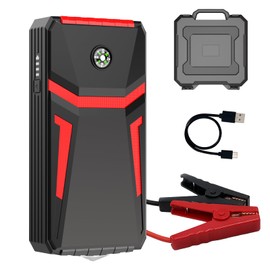 Arrancador de Bateria de Auto, Arrancador de Bateria de Auto Portatil de 12 V, de 1000 A con Carga Rápida UsbCargador de Bateria de Auto con Luz Led Integrada (hasta 6l De Gas O Motor Diesel De 4l)