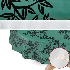 Tischdecke abwaschbar Wachstuch Wachstuchtischdecke Rund 140cm Schnittkante Chika Grün Gartentischdecke Wachstuch
