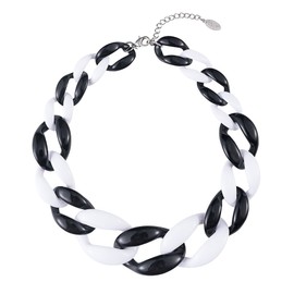 Bocar Statement Chunky Fashion Acrylic Beads Choker Chain Necklace for Women Gifts (NK-10510-White+Black)