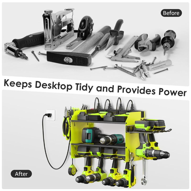 CCCEI Modular Power Tool Organizer Wall Mount Charging Station, Green